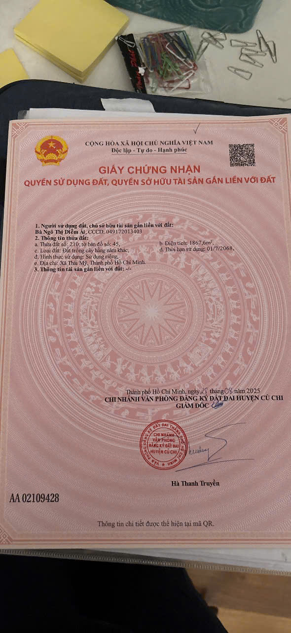ĐẤT ĐẸP – GIÁ TỐT  – CHÍNH CHỦ CẦN BÁN Tại Xã Thái Mỹ (đường bờ ruộng, không đường chính), HCM 15975693