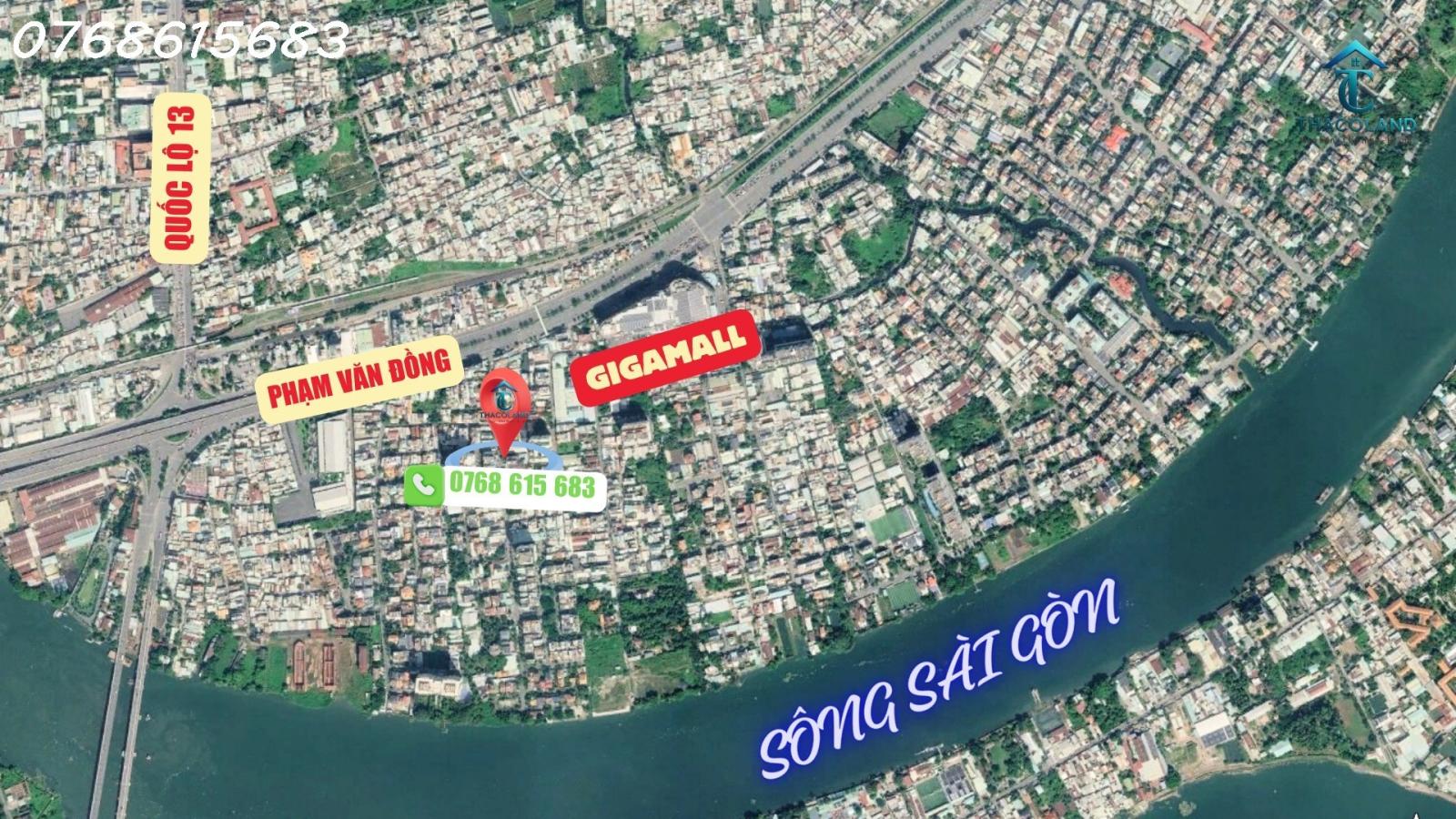 Bán mặt tiền KD gần bên Gigamall Phạm Văn Đồng, 2 tầng, 90m2, đường 12m, sổ hồng, giá 13 tỷ TL 15975840