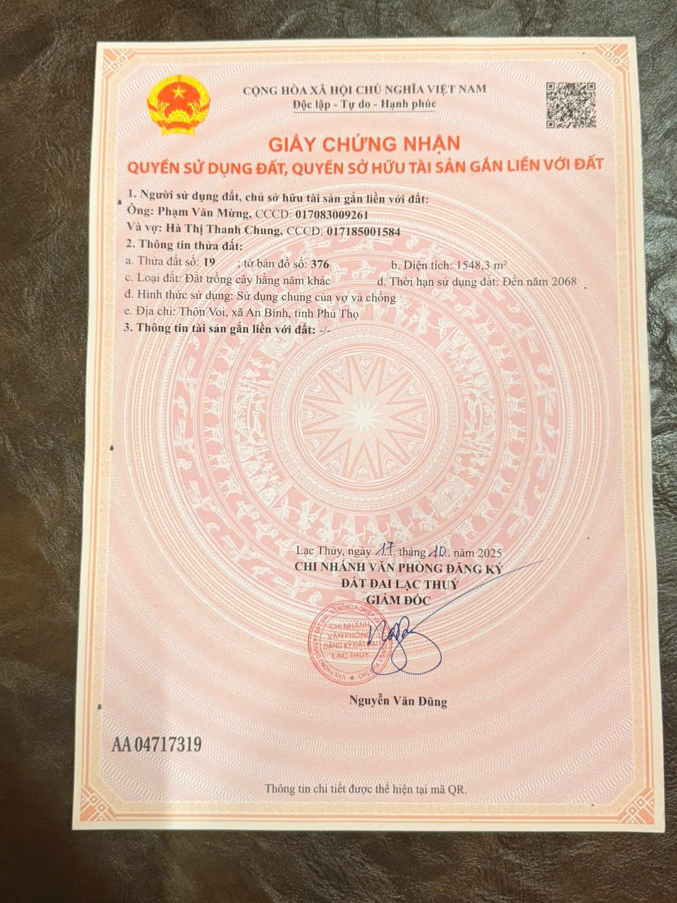 📣 BÁN ĐẤT CHÍNH CHỦ – CÓ SỔ ĐỎ RIÊNG TẠI LẠC THỦY, PHÚ THỌ 15976092