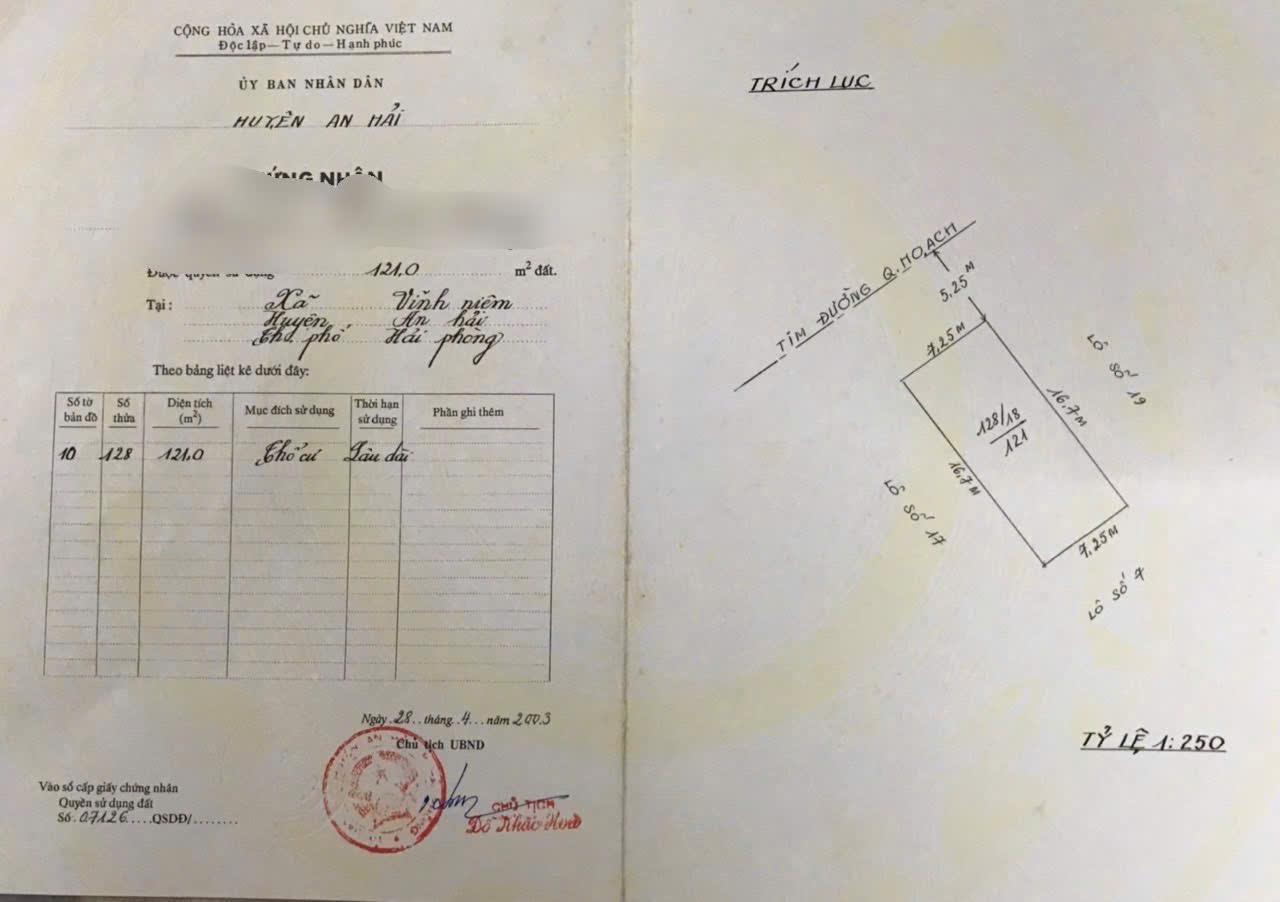 Bán đất phân lô 788 Thiên Lôi - 121m - mặt tiền 7m - đường 11m - Giá 8.47 tỉ 15976229