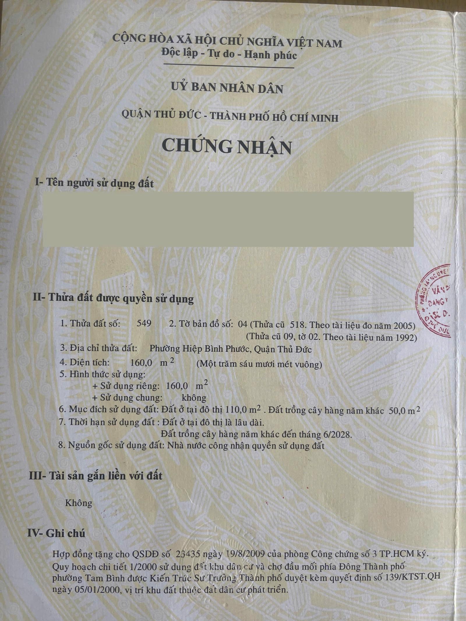 Bán Lô Đất Mặt Tiền Hẻm Xe Hơi 5m Đường 10 Hiệp Bình phước Thành Phố Thủ Đức 15976367