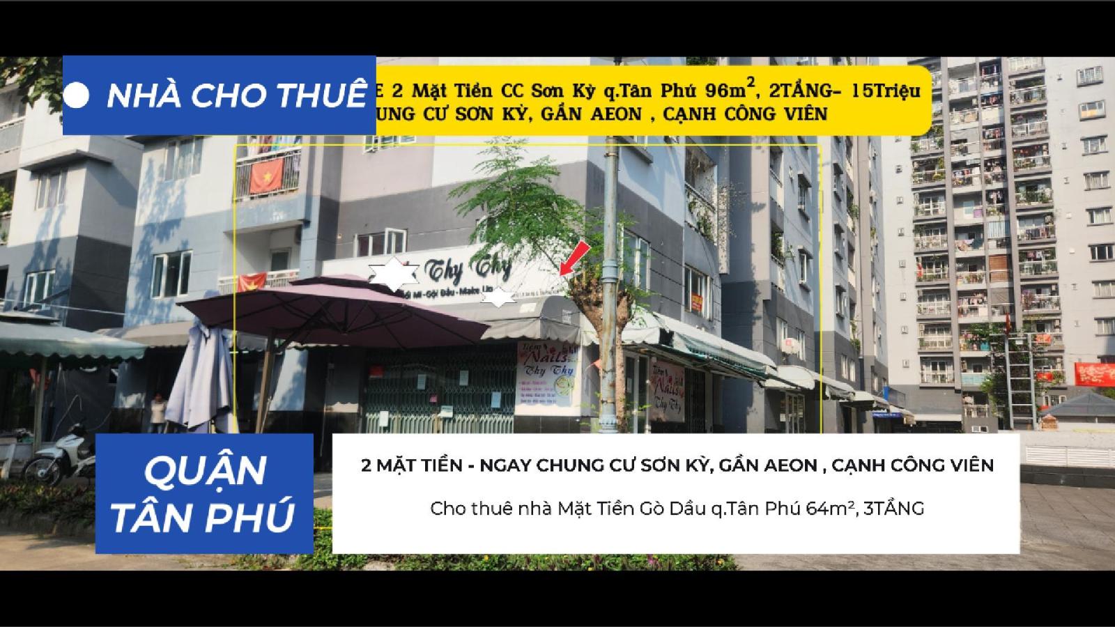 Cho thuê SHOHOUSE 2 Mặt Tiền CC Sơn Kỳ q.Tân Phú 96m², 2TẦNG- 15Triệu 15976901