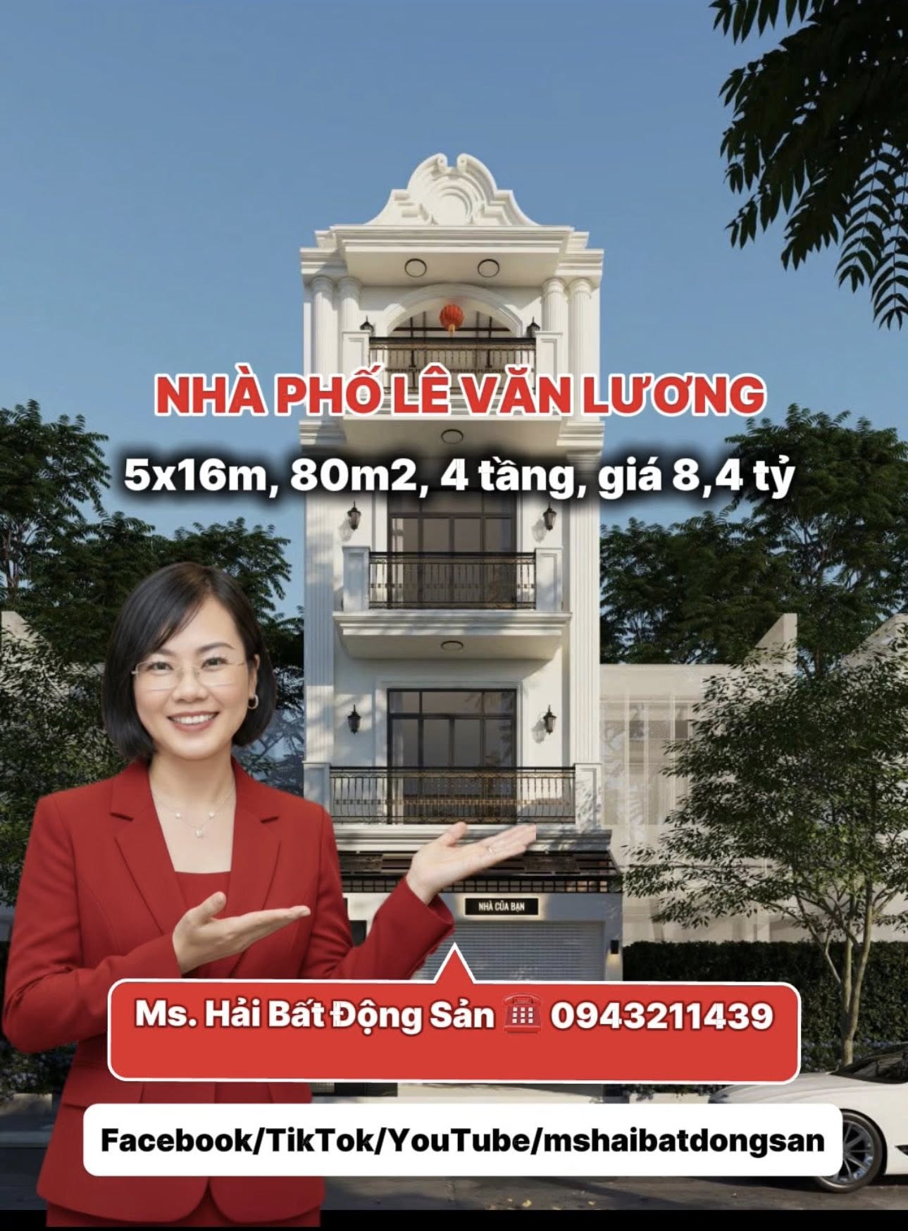 NHÀ PHỐ LÊ VĂN LƯƠNG, NHÀ BÈ – 5 X 16M – 1 TRỆT 2 LẦU + SÂN THƯỢNG – 3 MẶT THOÁNG - CHỈ 8,4 TỶ 15977470