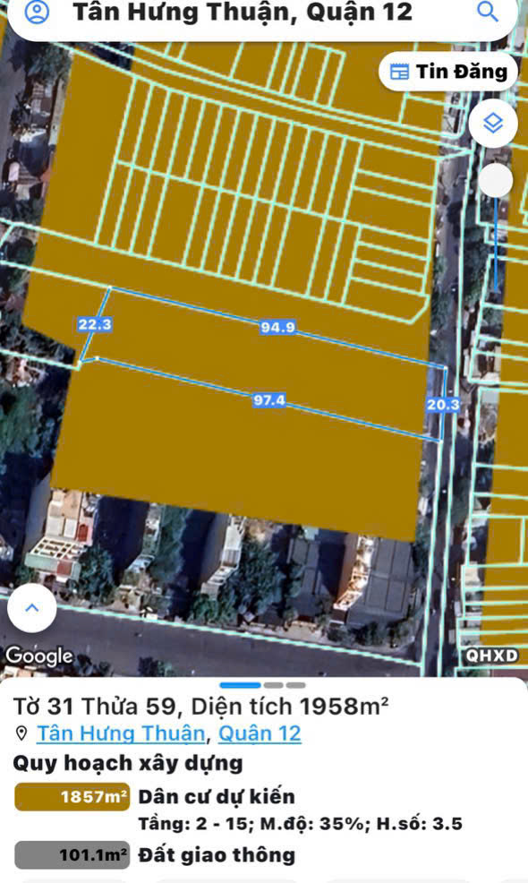 ĐẤT VÀNG MẶT TIỀN ĐÔNG HƯNG THUẬN 02 – Q12 – FULL THỔ – SÁT KDC AN SƯƠNG 15977532