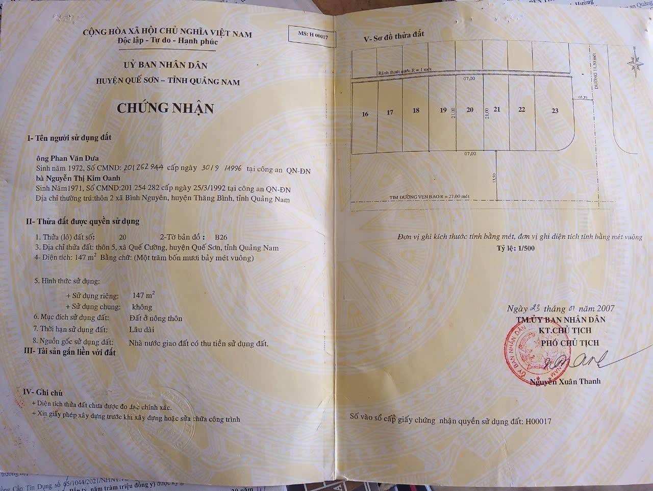ĐẤT ĐẸP- GIÁ TỐT Chính chủ cần bán nhanh lô đất vị trí chiến lược tại xã Xuân Phú TP. Đà Nẵng 15977760