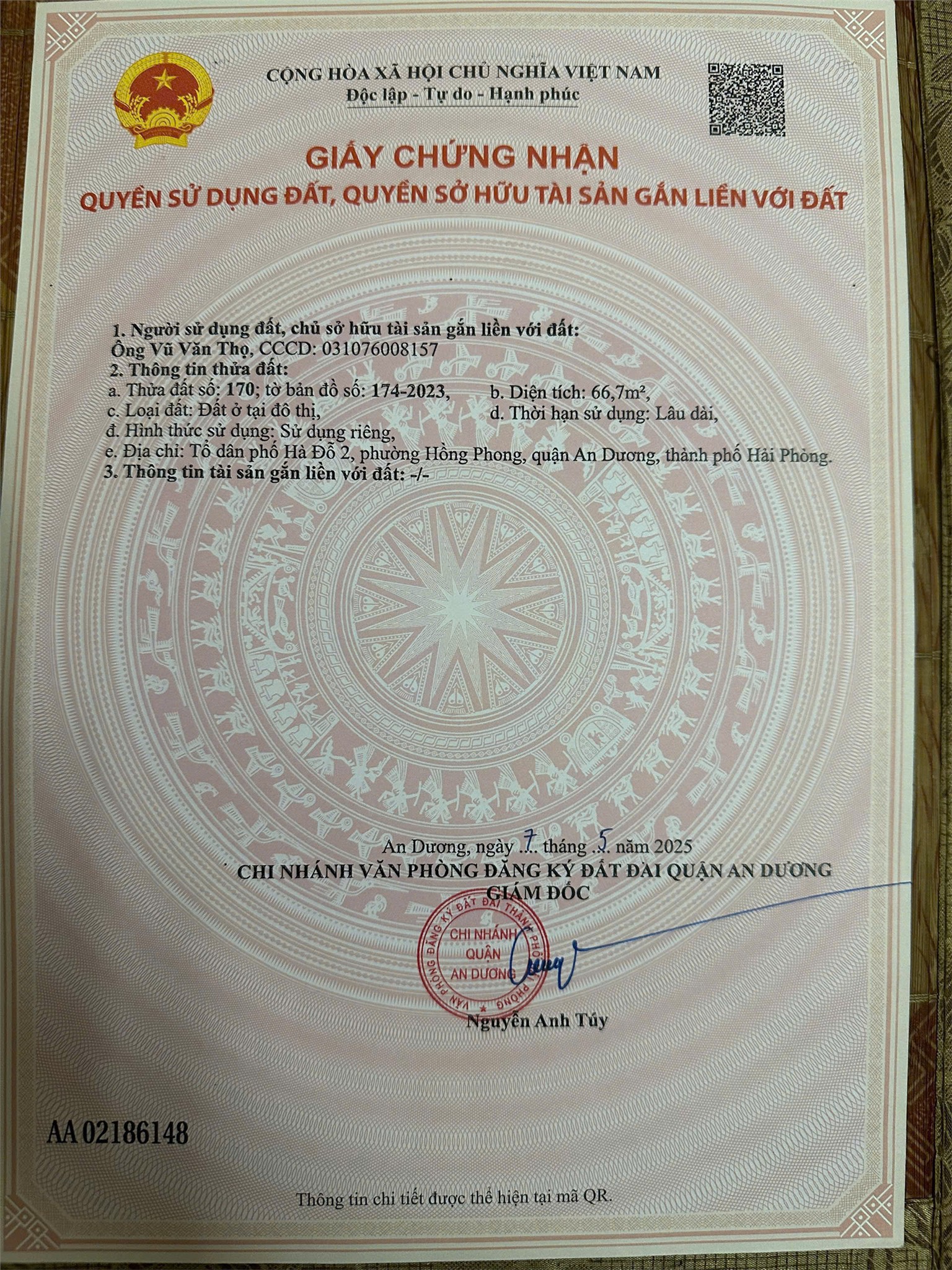 ĐẤT CHÍNH CHỦ - GIÁ TỐT TDP Hà Đỗ 2, Phường Hồng Phong, Quận An Dương, TP Hải Phòng 15977798