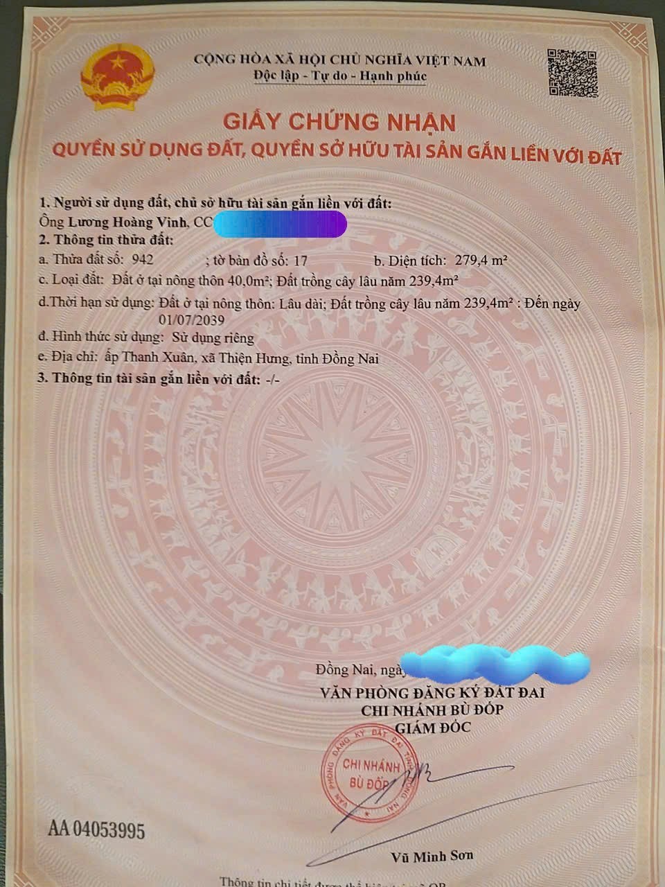 CHÍNH CHỦ Cần Bán 2 LÔ MẶT TIỀN Vị Trí Ấp Thanh Xuân, Xã Thiện Hưng, Tỉnh Đồng Nai 15977976