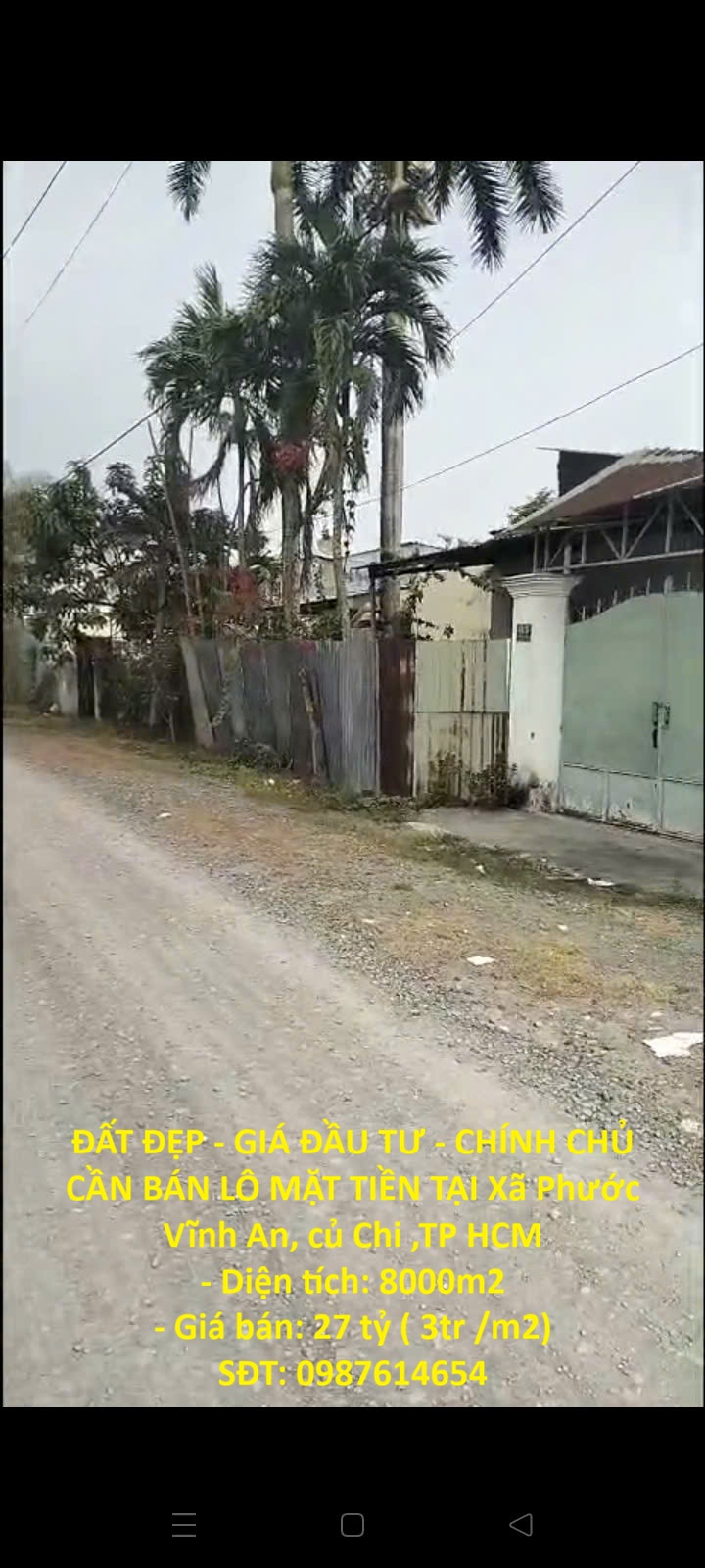 ĐẤT ĐẸP - GIÁ ĐẦU TƯ - CHÍNH CHỦ CẦN BÁN LÔ MẶT TIỀN TẠI Xã Phước Vĩnh An, củ Chi ,TP HCM 15978005