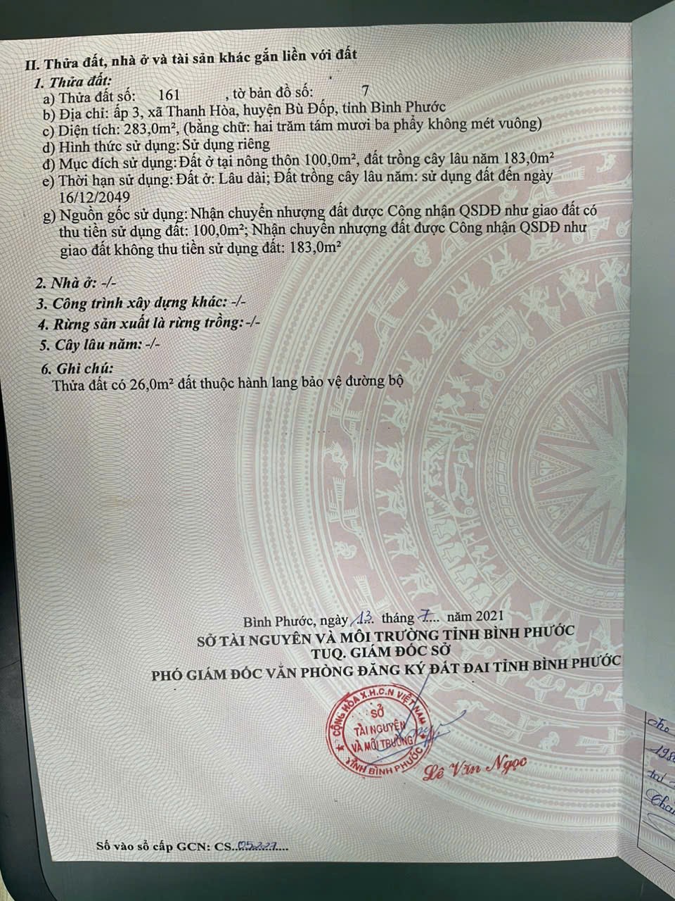 ĐẤT ĐẸP CHÍNH CHỦ – CẦN BÁN TẠI Ấp 3, Xã Thanh Hòa, Huyện Bù Đốp, Bình Phước 15978009