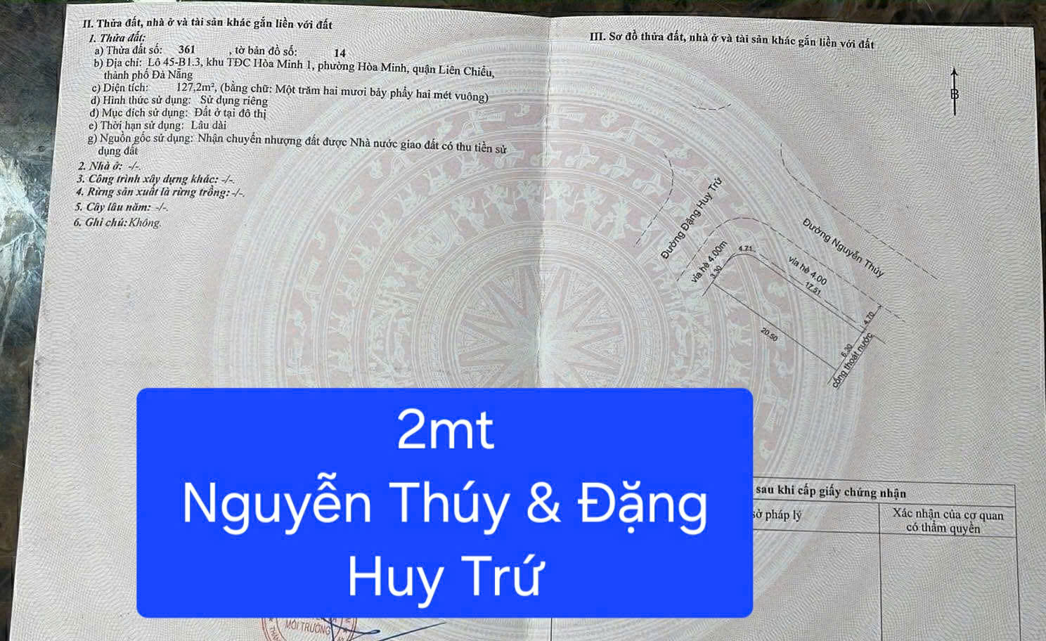 🔴BÁN LÔ GÓC ĐẸP 2MT – ĐẶNG HUY TRỨ & NGUYỄN THÚY 15978188