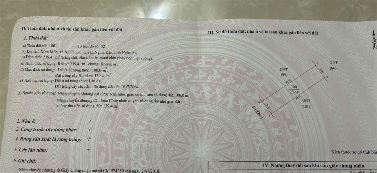 ĐẤT ĐẸP – GIÁ TỐT  – CHÍNH CHỦ CẦN BÁN NHANH LÔ ĐẤT  tại xã Nghĩa lạc, Nghĩa đàn, nghệ An 15978320