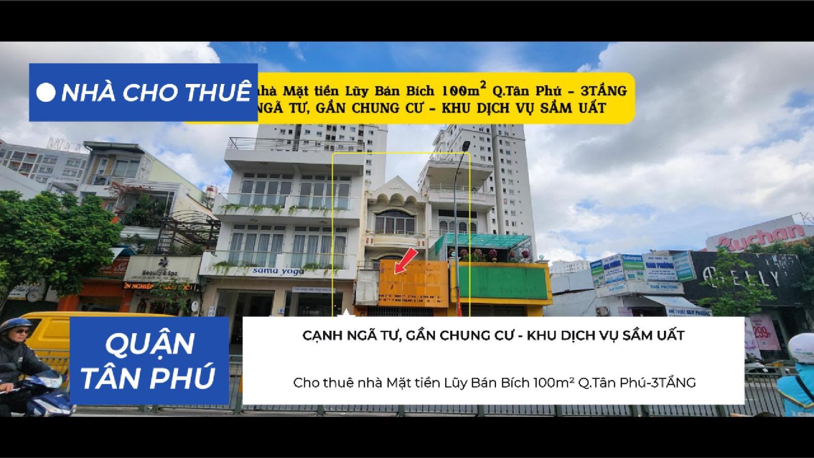 Cho thuê nhà Mặt tiền Lũy Bán Bích 100m² Q.Tân Phú-3TẦNG,39 Triệu - CẠNH NGÃ TƯ 15978389
