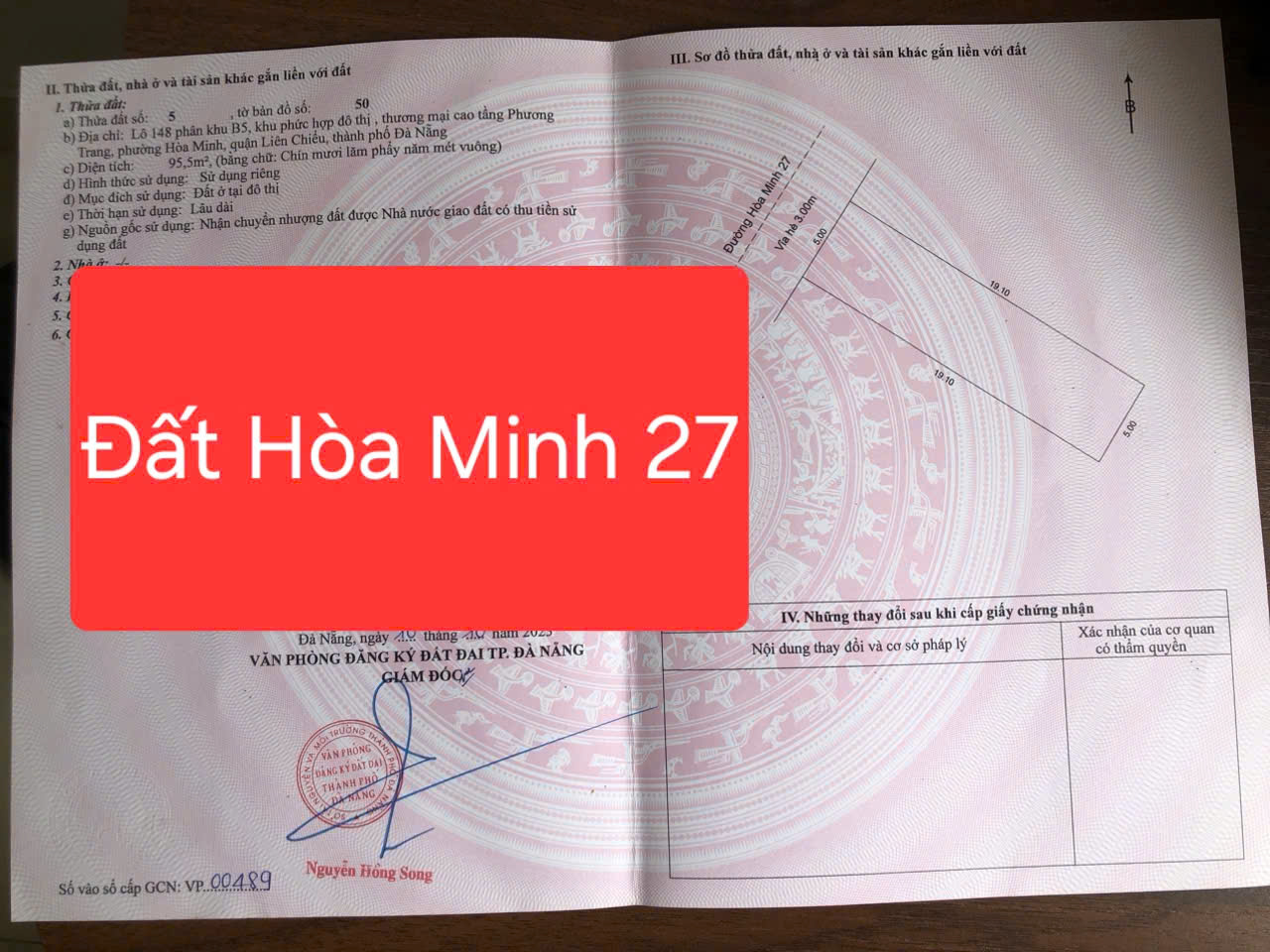 🔴Bán đất MT đường 6m Hòa Minh 27 - Diện tích đất 95.5m2 (5x19.1) vuông vức 15978410