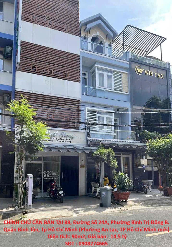 NHÀ MẶT TIỀN – GIÁ TỐT  – CHÍNH CHỦ CẦN BÁN TẠI 88, Đường Số 24A, Phường Bình Trị Đông B 15978515
