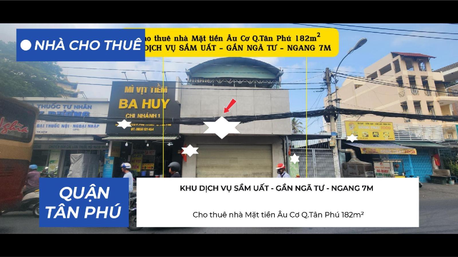 Cho thuê nhà Mặt tiền Âu Cơ Q.Tân Phú 182m² - NGANG 7M - 55Triệu 15978554