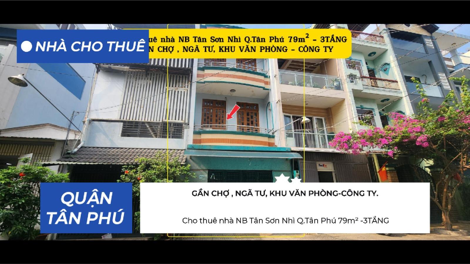 Cho thuê nhà NB Tân Sơn Nhì Q.Tân Phú 79m² -3TẦNG- 20Triệu 15978555