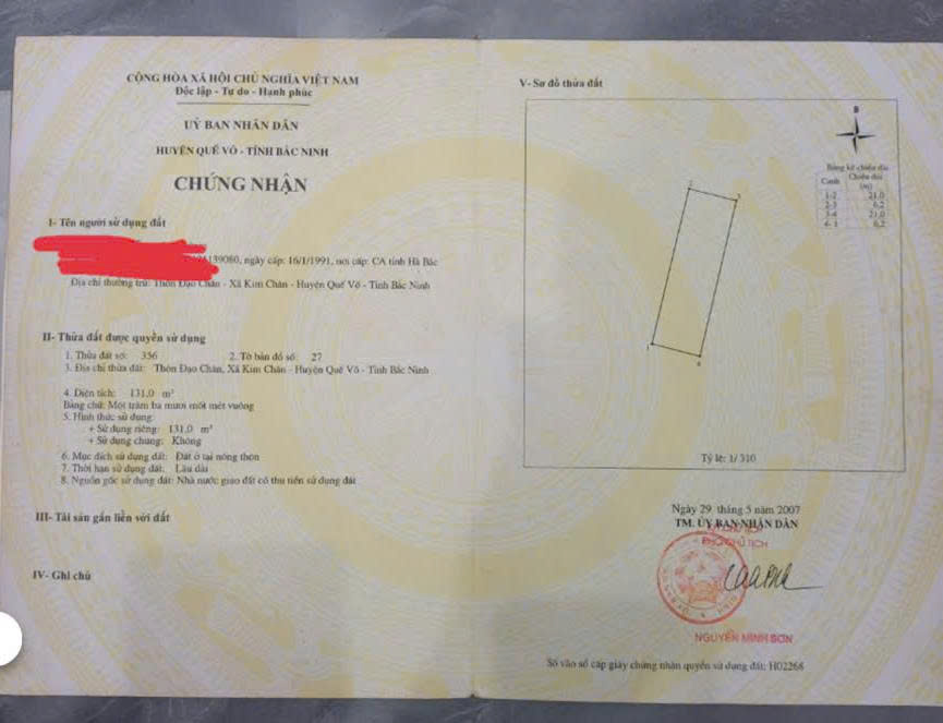 Bán đất sổ đỏ chính chủ khu Đạo Chân – phường Kim Chân – TP Bắc Ninh 15978650