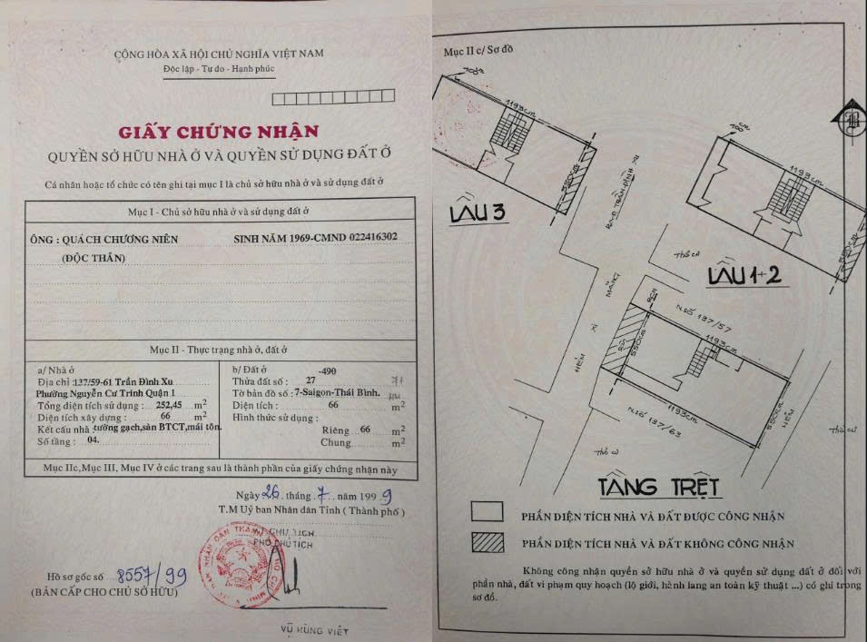 CHÍNH CHỦ CẦN BÁN NHÀ TẠI  NGUYỄN CƯ TRINH - QUẬN 1 - TP HỒ CHÍ MINH 15978845