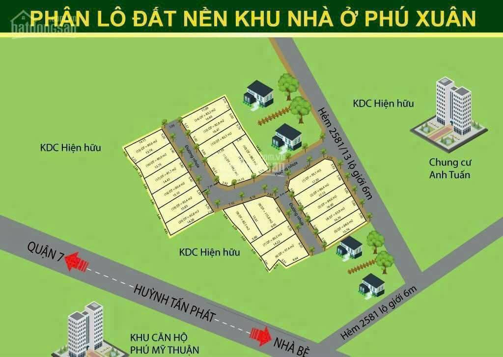 BÁN NỀN ĐẤT THỔ CƯ GÓC 2 MẶT ĐƯỜNG NHỰA 7M - 2581/13 HUỲNH TẤN PHÁT, NHÀ BÈ - CHỈ CÒN 6,39 TỶ 15978950