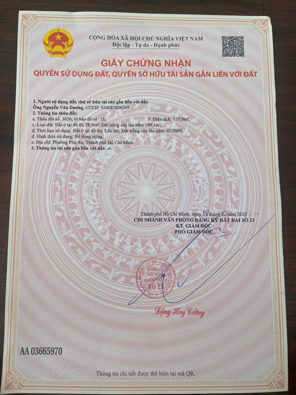 CHÍNH CHỦ BÁN ĐẤT PHƯỜNG PHÚ AN DIỆN TÍCH 179M2  – TP BẾN CÁT-  TỈNH BÌNH DƯƠNG 15979297