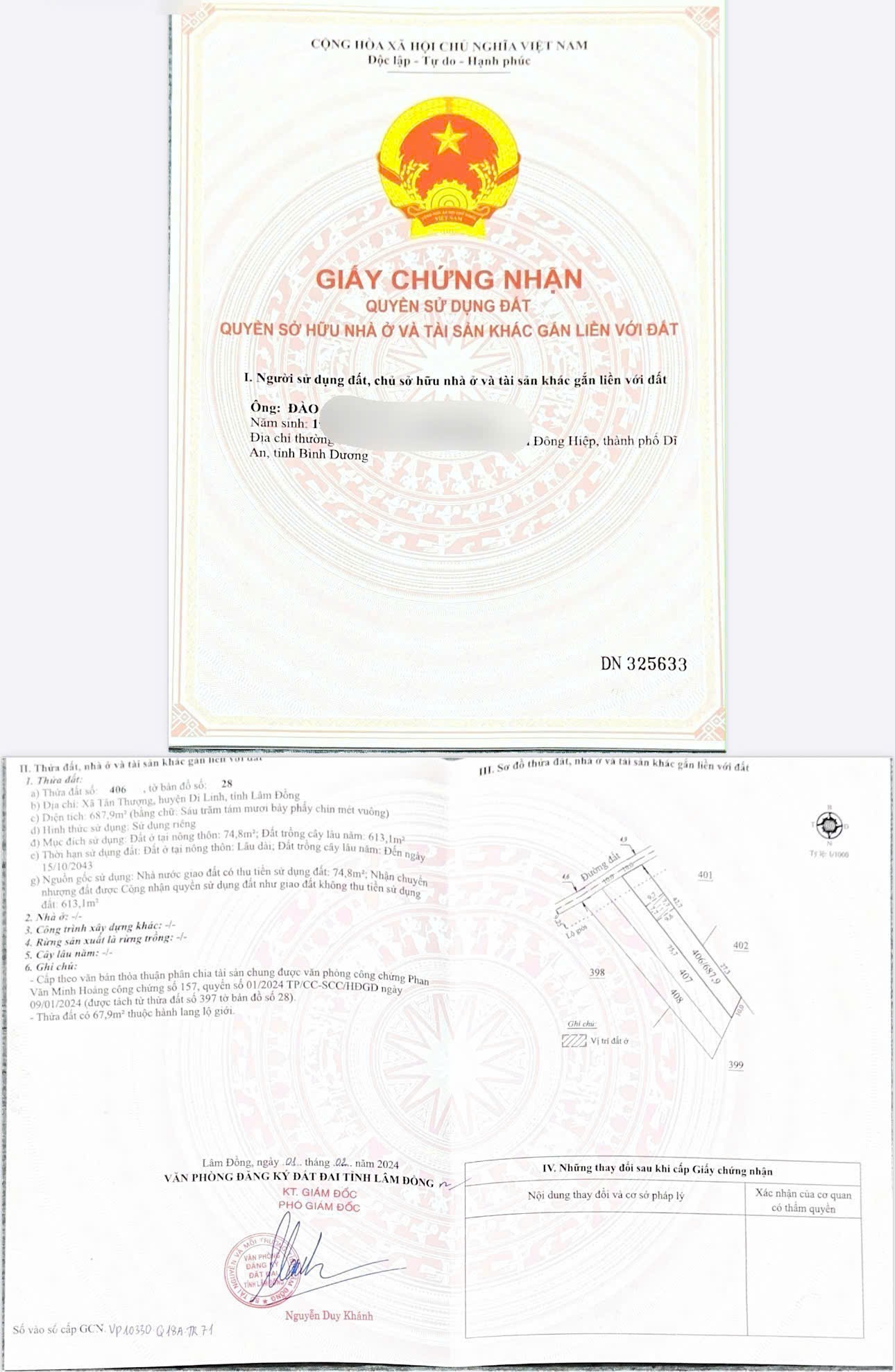 Bán lô đất tại xã Tân Thượng, huyện Di Linh, tỉnh Lâm Đồng 15979372