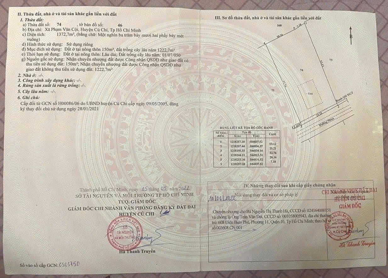 ĐẤT MT ĐƯỜNG 489 PHẠM VĂN CỘI, CỦ CHI - NGANG 25M – NỞ HẬU 1.372M² 15979417