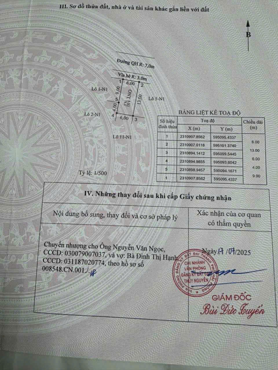 BÁN ĐẤT TĐC BÃI NGOÀI – HOA ĐỘNG – THỦY NGUYÊN – NGANG 6M – ĐƯỜNG 10M – GIÁ 4,55 TỶ 15979489