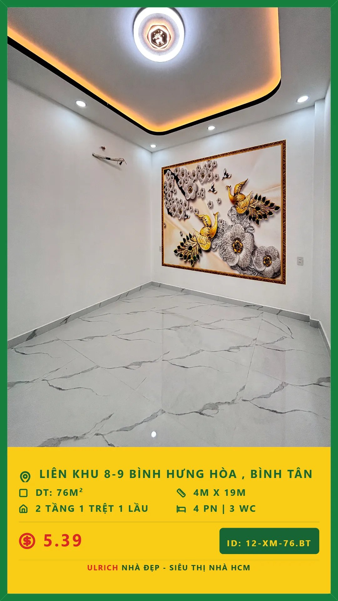 Nhà mới đẹp Liên Khu 8-9,Bình Tân , 76m², 4 phòng ngủ, hẻm 4m, giá 5.39 tỷ 15979600