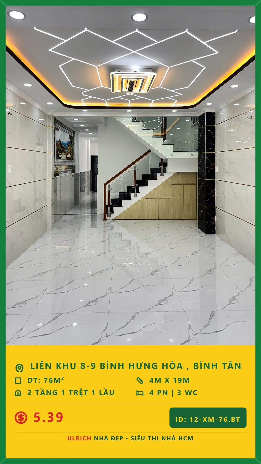 Nhà mới đẹp Liên Khu 8-9,Bình Tân , 76m², 4 phòng ngủ, hẻm 4m, giá 5.39 tỷ 15979600