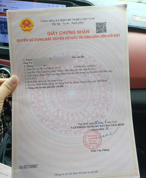 BÁN ĐẤT THÔN ĐÔNG HỒNG XÃ QUỲNH AN (TRƯỚC ĐÂY THUỘC QUỲNH BẢO, QUỲNH PHỤ, THÁI BÌNH) 15979762