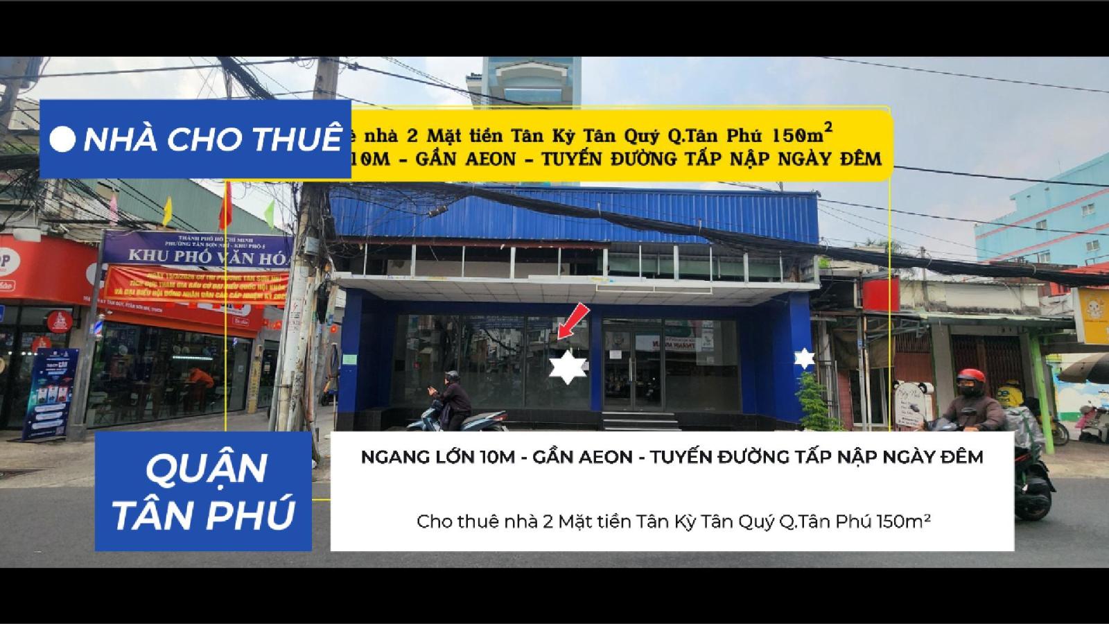 Cho thuê nhà 2 Mặt tiền Tân Kỳ Tân Quý Q.Tân Phú 150m²,NGANG LỚN 10M - GẦN AEON 15980324
