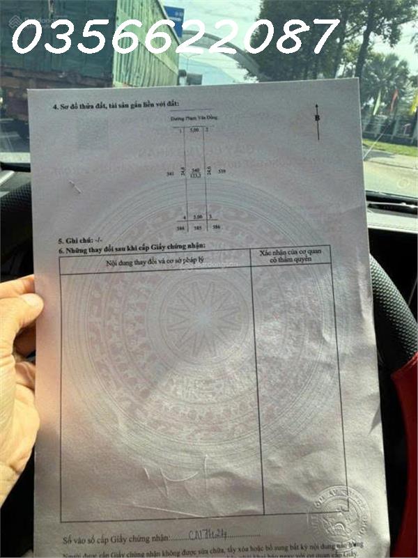 Chính chủ cần bán lô đất mặt iền siêu đẹp trục đường Phạm Văn Đồng, DT 123,2m2, giá đầu tư 15980677