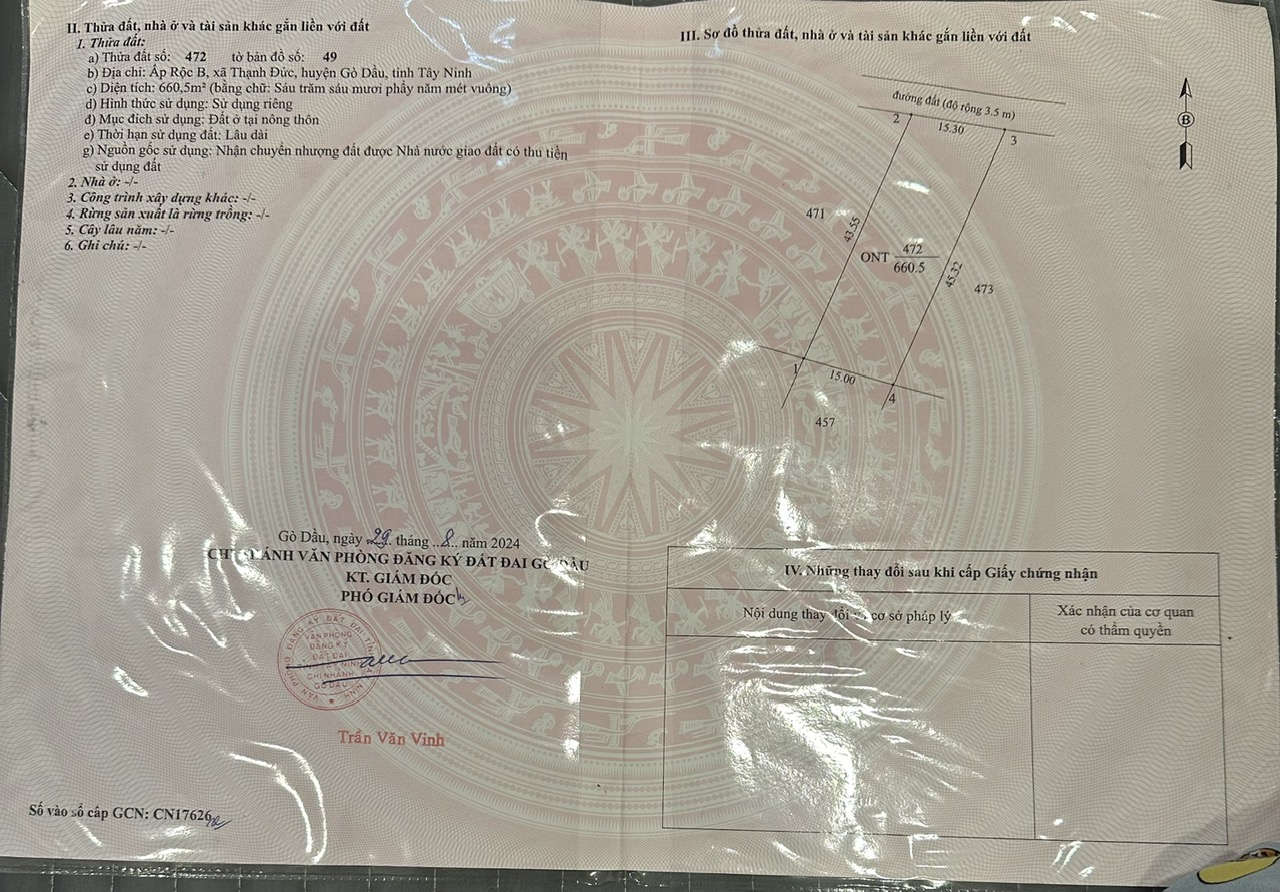 Cần bán đất Gò Dầu, Tây Ninh giá 2.75 tỷ 15980726