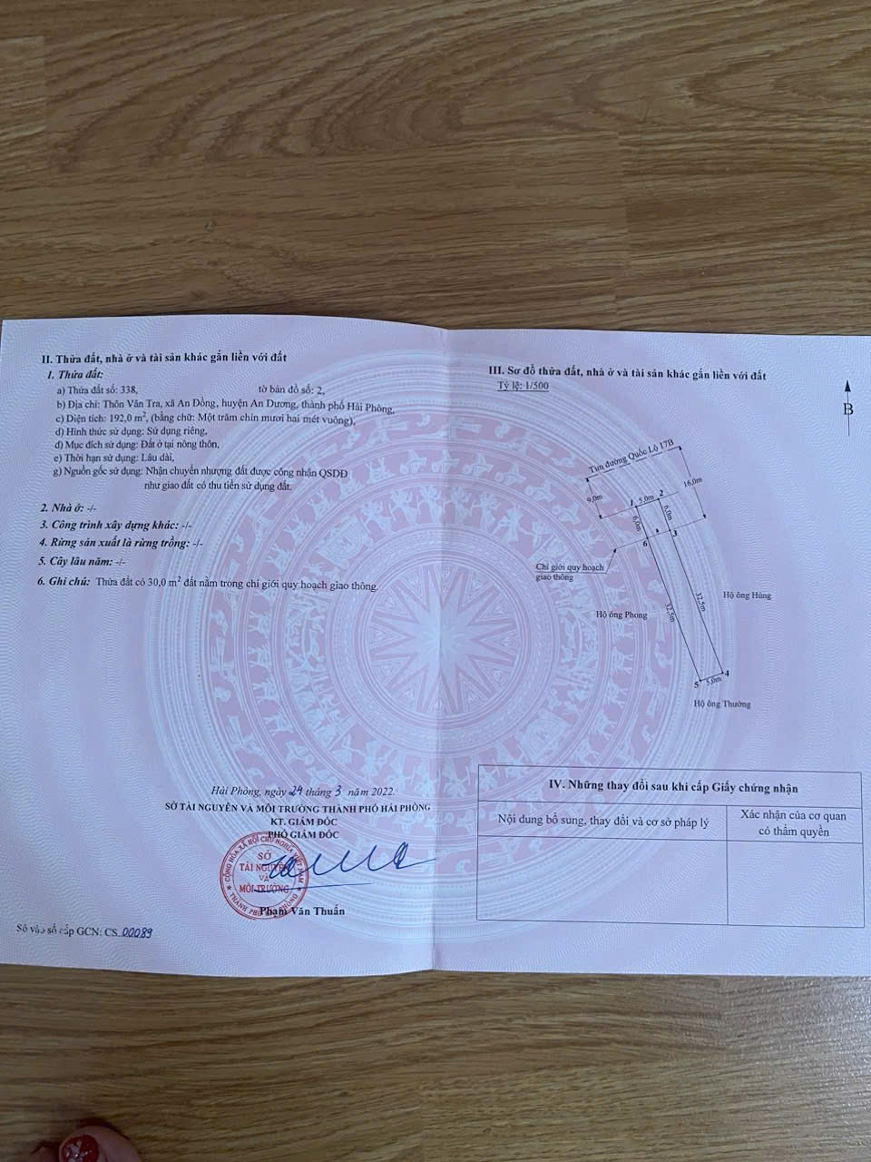 Bán đât ở gần mặt đường 208 Vân Tra An Đồng p.An Hải 192 m2, 6,7 tỷ 15981188