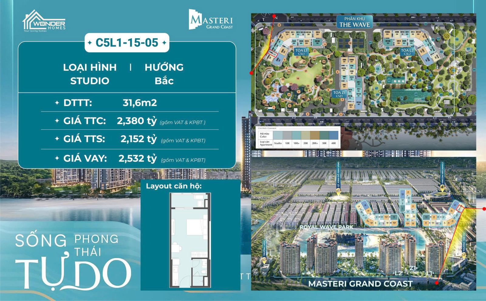 ✨ CƠ HỘI SỞ HỮU STUDIO GIÁ TỐT VIEW PHÁO HOA - Masteri Grand Coast 15981411