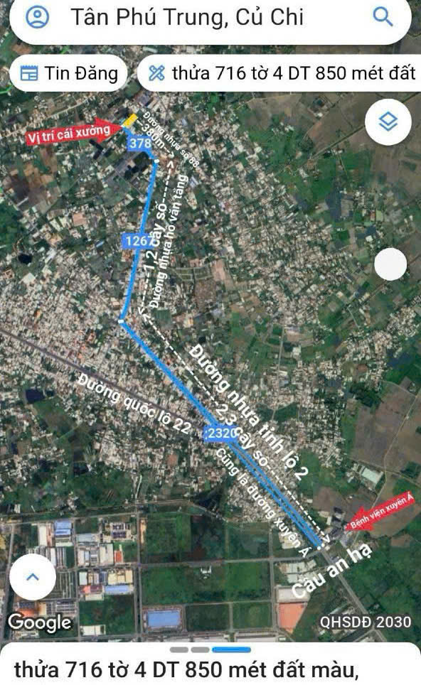 KHO MT ĐƯỜNG 88 – 850M² – GẦN BV XUYÊN Á, TÂN PHÚ TRUNG – GIÁ CHỈ 8 TỶ 15981890