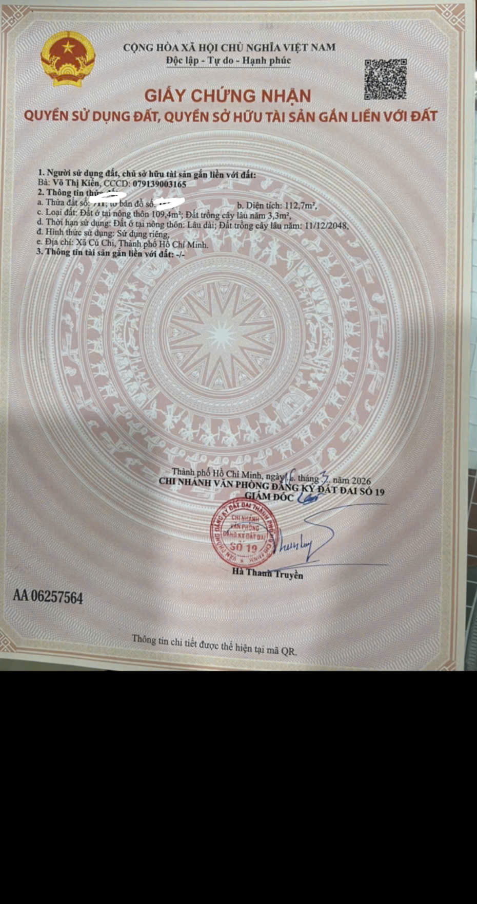 Đất full thổ cư, diện tích 112m², sổ riêng, đường nhựa xe tải, giá chỉ 1,8 tỷ- tại Củ Chi, TP HCM. 15981987