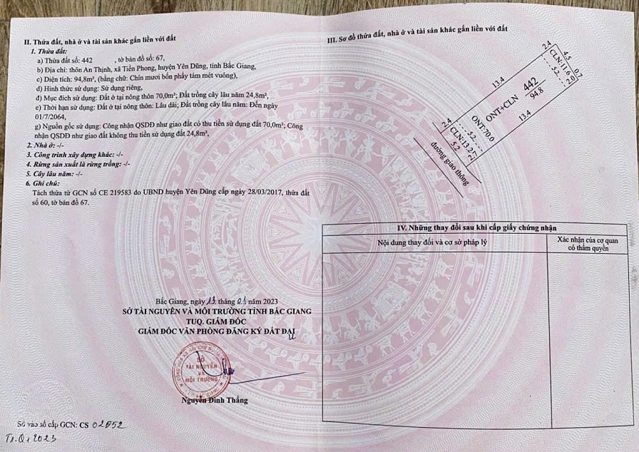 SỔ ĐỎ CHÍNH CHỦ – 94.8m² GIÁ CHỈ 1 TỶ XXX – Ô TÔ VÀO TẬN ĐẤT – GẦN KCN 15982693