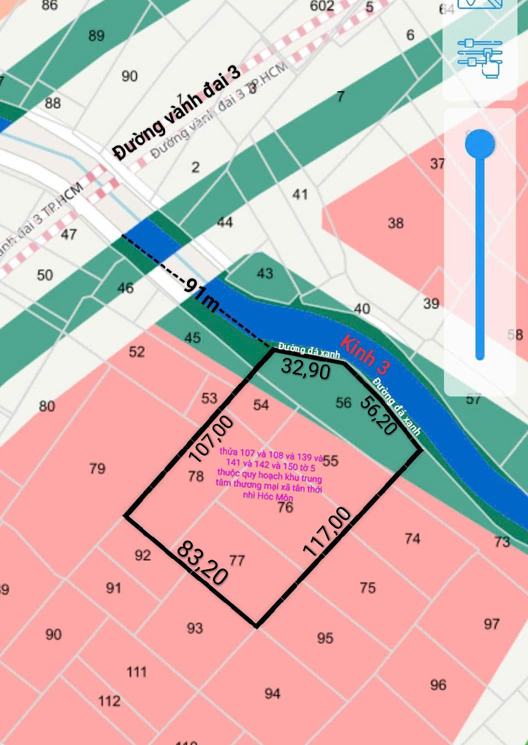 Bán đất mặt tiền 84x117m giá 3 triệu/m Đường Kênh 3 15982757