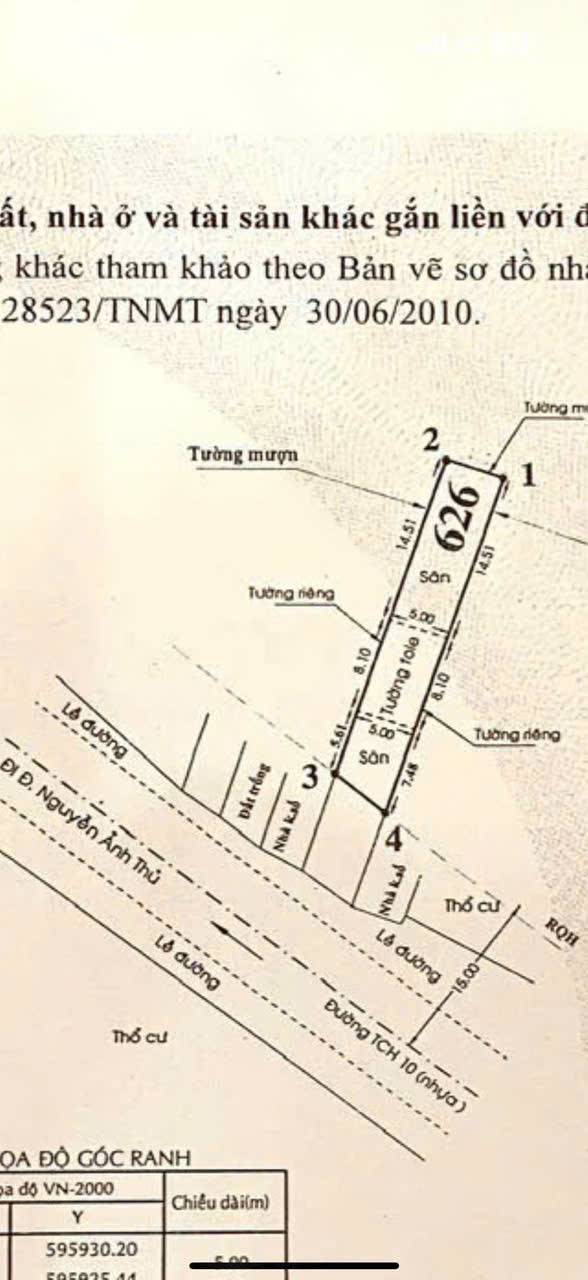 MẶT TIỀN TRẦN THỊ NĂM – NGANG 5M DÀI 38M – GIÁ CHỈ 12 TỶ GẦN UBNDP 15982775