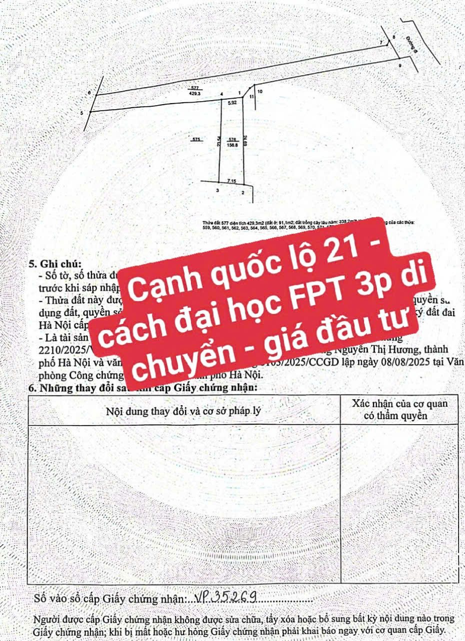 Cần bán gấp lô đất giá rẻ sát QL21 chỉ 3x tr/m2 15982786
