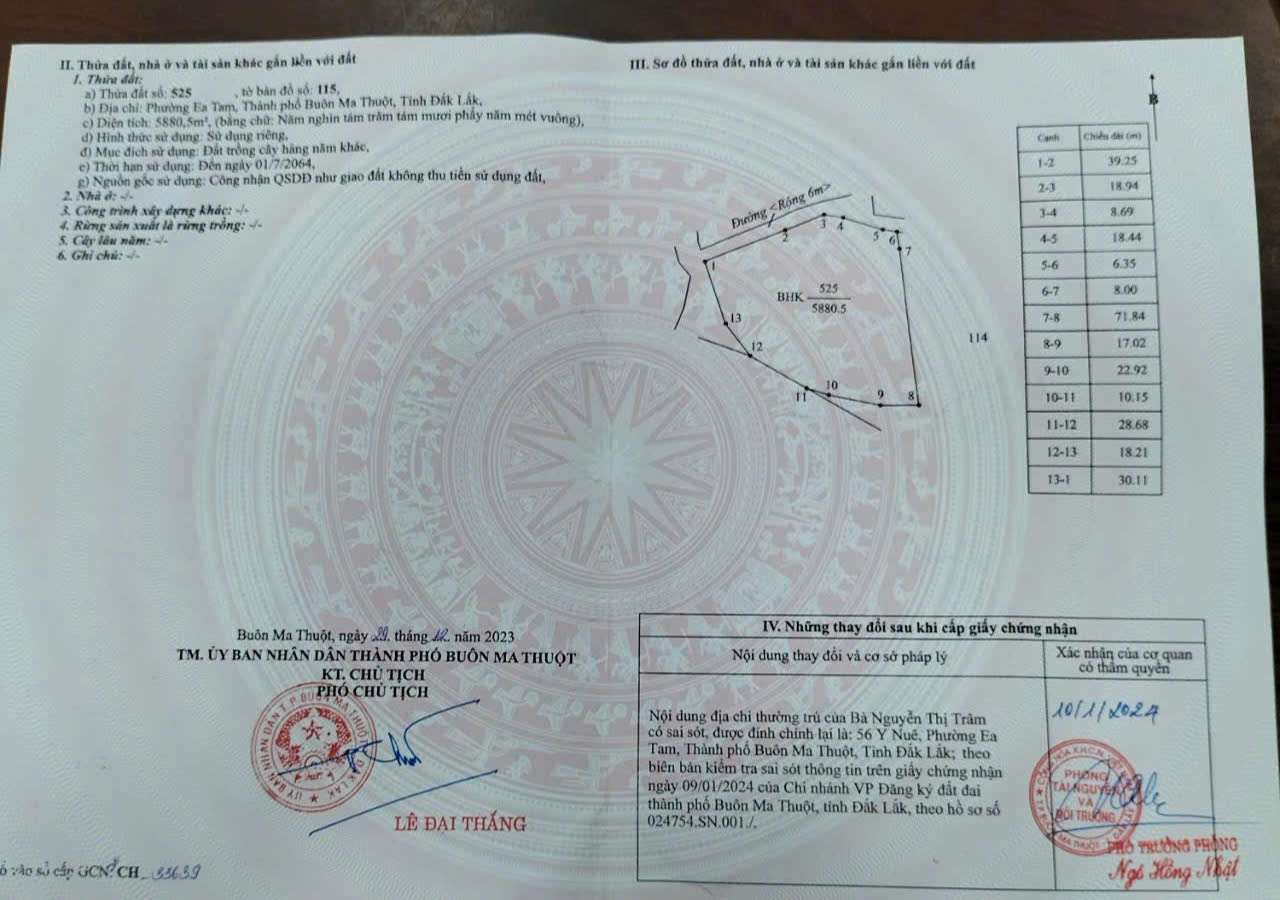 Cần bán hoặc cho thuê lô đất rộng 3 mặt tiền Tại Mai Thị Lựu, P Ea Tam, TpBuôn Ma Thuột, Đắk Lắk 15982802