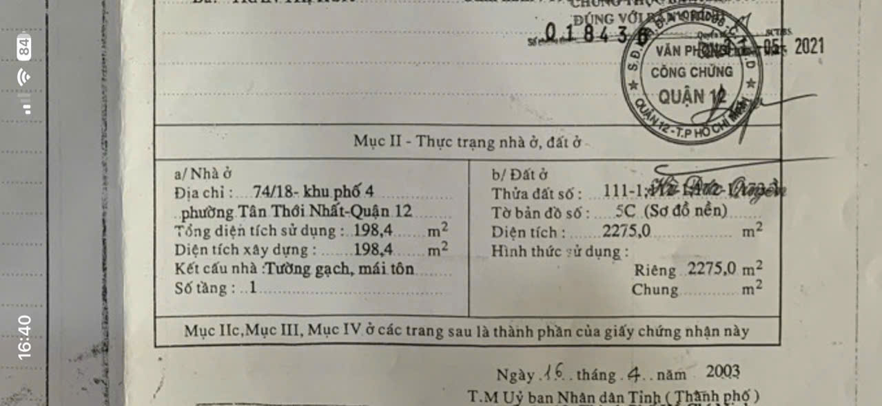 SIÊU PHẨM ĐẤT LỚN  2.275M²  MT ĐƯỜNG 16M TÂN THỚI NHẤT 17 – Q12 XE CONT VI VU 15982951