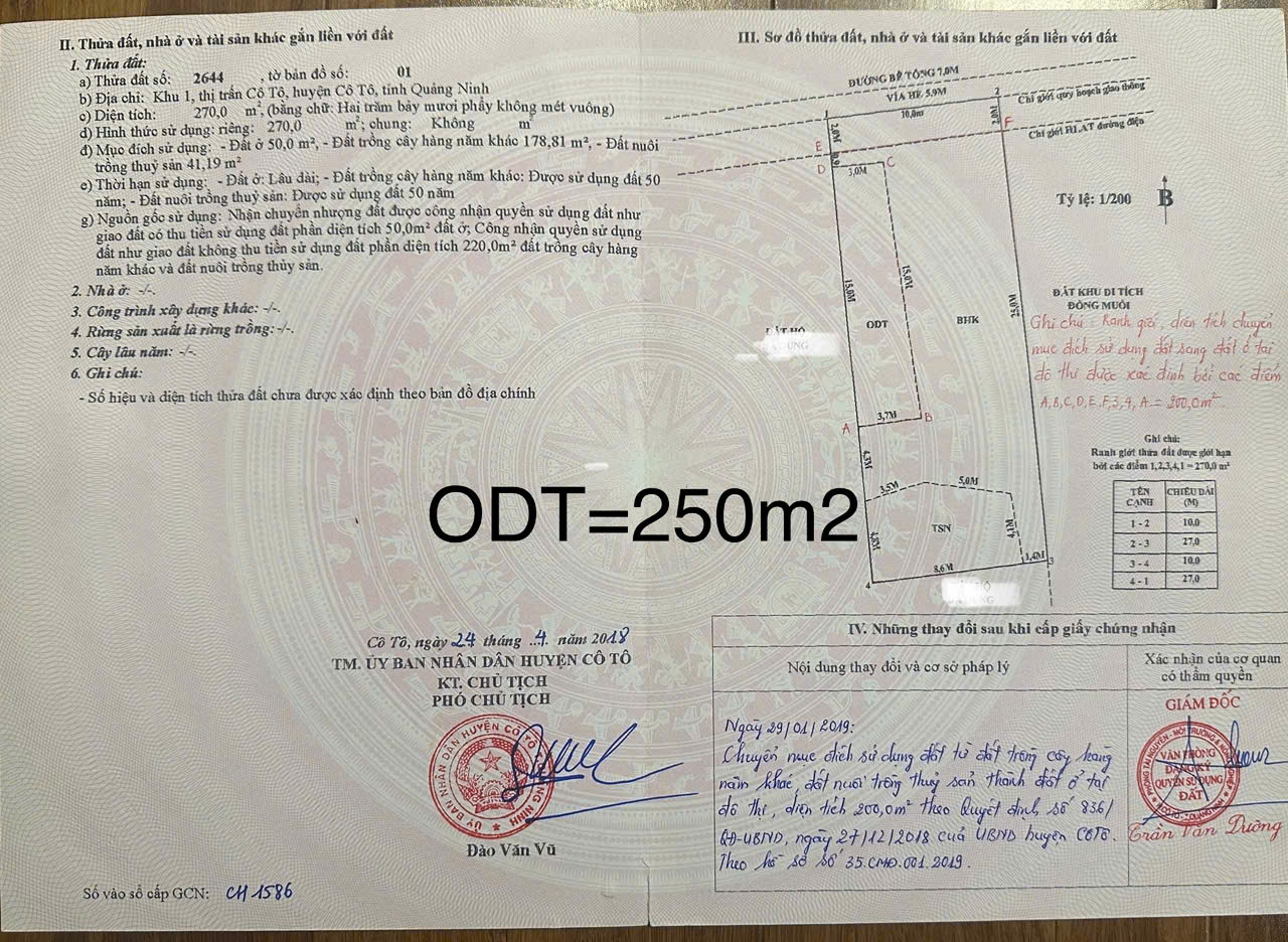 CHÍNH CHỦ CHÀO BÁN LÔ ĐẤT FULL ĐẤT Ở, MẶT TIỀN 10M TRUNG TÂM ĐẶC KHU CÔ TÔ. 15982999