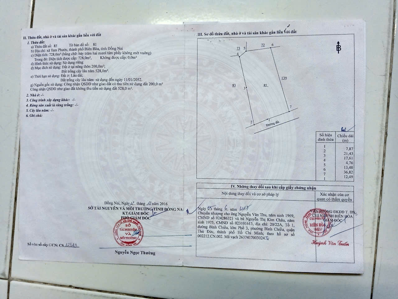 Chính Chủ Cần Bán Đất Phường Tam Phước, Thành Phố Biên Hòa, Đồng Nai. 15983500