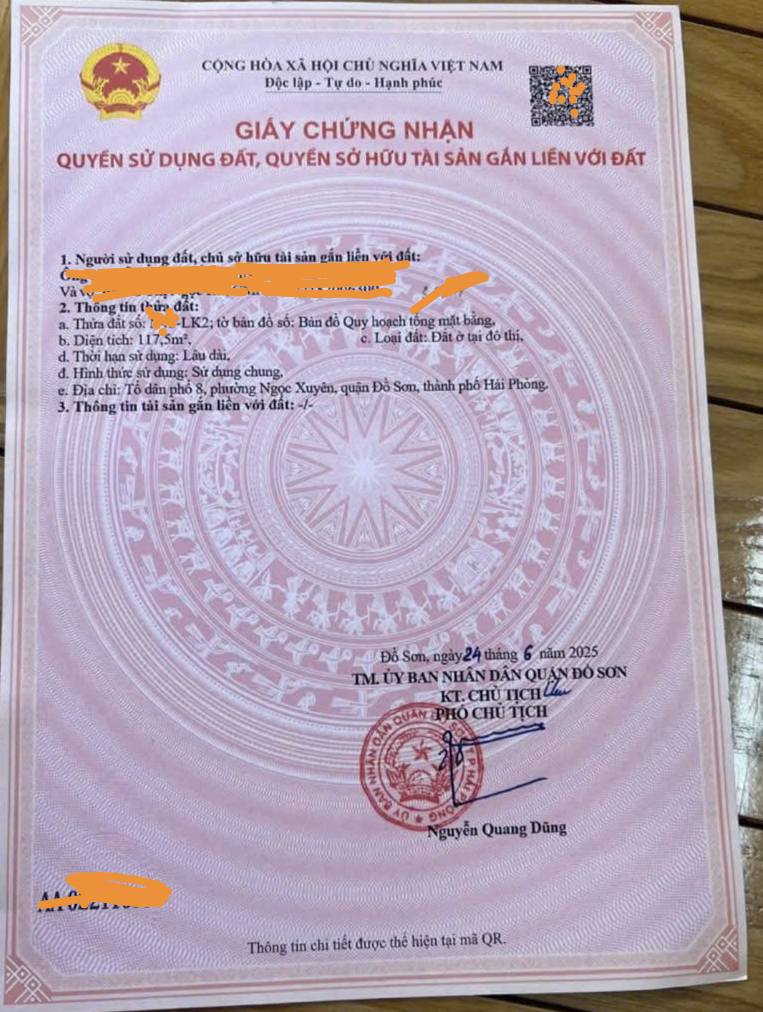 BÁN ĐẤT 117,5m2 MẶT ĐƯỜNG ĐỒNG NẺO – ĐỒ SƠN
 15983557