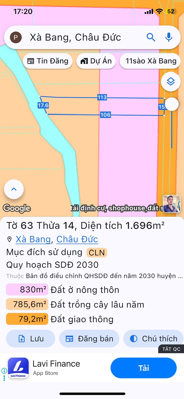 ĐẤT CHÍNH CHỦ - GIÁ TỐT Địa Chỉ Xã Xà Bang, Huyện Châu Đức, Tỉnh Bà Rịa Vũng Tàu 15984392