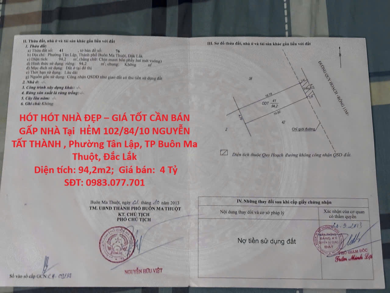 HÓT HÓT NHÀ ĐẸP – GIÁ TỐT CẦN BÁN GẤP NHÀ Tại  Phường Tân Lập, TP Buôn Ma Thuột, Đắc Lắk 15984404