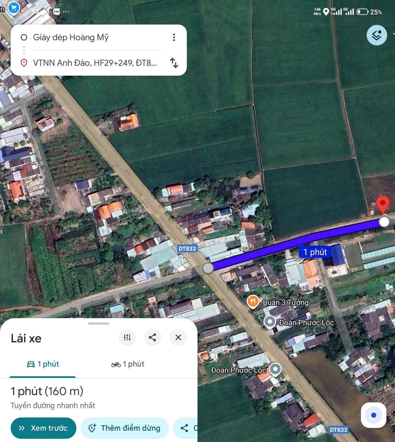 Bán lô đất lúa chuyển thổ đường bê tông 6m giá 1,55 tỷ 15984453