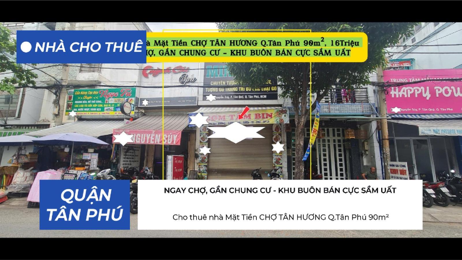 Cho thuê nhà Mặt Tiền CHỢ TÂN HƯƠNG Q.Tân Phú 90m², 16Triệu 15984519